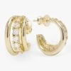 "Oh She Fancy" Smooth & Diamond Hoops - Gold|White Diamondettes