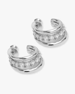 "Oh She Fancy" Smooth & Diamond Hoops - Silver|White Diamondettes -Melinda Maria EARING 2 GOLD V2 9f74bb15 e7ff 4680 b754 9229e08b17fa
