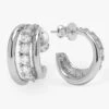 "Oh She Fancy" Smooth & Diamond Hoops - Silver|White Diamondettes