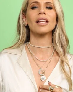 Grand Slam Tennis Choker - Gold|White Diamondettes -Melinda Maria Earcuff Chocker April Collection 03 07 2024 LS00511