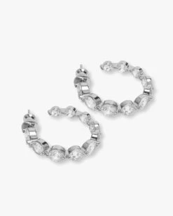 She's An Icon Hoops .75" - Silver|White Diamondettes -Melinda Maria Earring 1 Single S v1 f40e69bd f97e 4553 9c88 ee3c413cc760