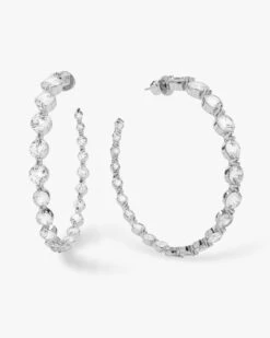 She's An Icon Hoops 2" - Silver|White Diamondettes