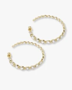 She's An Icon Hoops 2" - Gold|White Diamondettes -Melinda Maria Earring G v2 c9fda50f 644b 4e1f 8d1b 834ae484594f