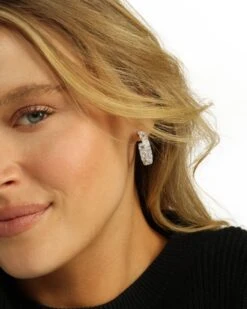 The Queen's Hoops 1" - Silver|White Diamondettes -Melinda Maria EmptyName143