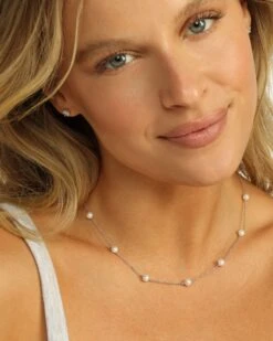 Perfect Pearl Infinity Necklace - Silver -Melinda Maria EmptyName183
