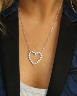 She's An Icon Heart Necklace - Silver|White Diamondettes -Melinda Maria EmptyName28 v1 b830d429 d20d 42d7 85e2 d30a56c64281