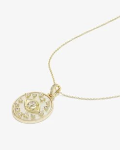 Evil Eye Medallion Necklace - Gold|White Diamondettes 9 Evil Eye Medallion Necklace - Gold|White Diamondettes -Melinda Maria EvilEyeMedallionNecklace N6371 P G V2 cf527110 393b 4dfa b070 a0bbb5f7cf48