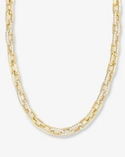 Frankie Pavé Chain Necklace - Gold|White Diamondettes