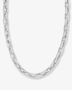 Frankie Pavé Chain Necklace - Silver|White Diamondettes