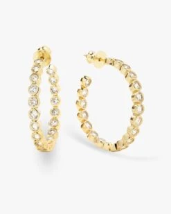 Baroness Hoops 1.25" - Gold|White Diamondettes