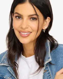 Gabriella Pavé Spiked Hoops - Gold|White Diamondettes -Melinda Maria GabriellaPaveSpikedHoops E4131GWTCZ E 115300