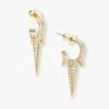 Gabriella Pavé Triple Spike Earrings - Gold|White Diamondettes