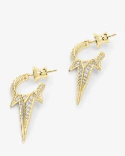 Gabriella Pavé Triple Spike Earrings - Gold|White Diamondettes -Melinda Maria GabriellaPaveTripleSpikeEarrings G v2