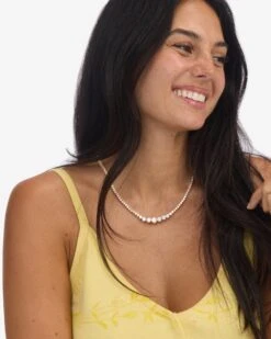 Not Your Basic Graduated Tennis Necklace - Gold|White Diamondettes -Melinda Maria GraduatedNotYourBasicTennisNecklace18 N6380 G E V2