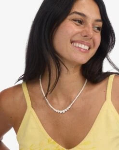 Not Your Basic Graduated Tennis Necklace - Silver|White Diamondettes -Melinda Maria GraduatedNotYourBasicTennisNecklace18 N6380 S E V2a