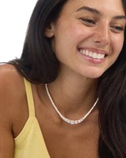 The Queen's Graduated Tennis Necklace - Gold|White Diamondettes -Melinda Maria GraduatedQueen sTennisNecklace16 N6381 G E V2a