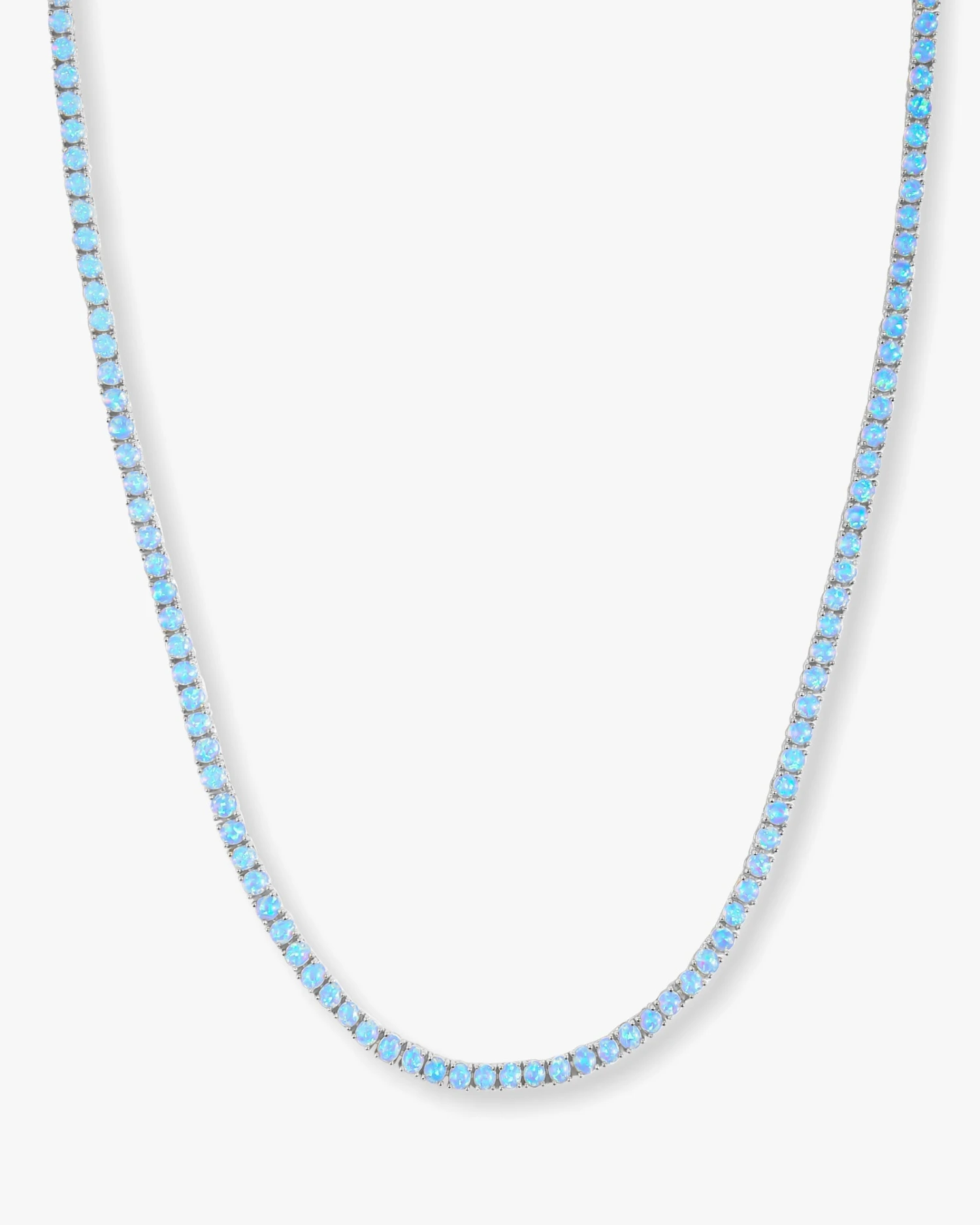 Grand Heiress Tennis Necklace - Silver|Blue Opal 3 Grand Heiress Tennis Necklace - Silver|Blue Opal