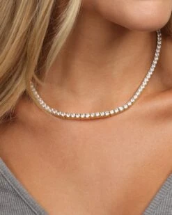 Grand Heiress Tennis Necklace - Gold|White Diamondettes -Melinda Maria GrandHeiressNeck16 GWT E 8 16 20232036 V2 CR2 OPT