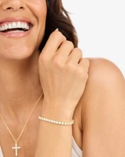 Grand Heiress Tennis Bracelet - Gold|White Diamondettes -Melinda Maria GrandHeiressTennisBracelet B1358GWTCZ4671