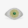 Green Evil Eye Ring - Silver|Emerald