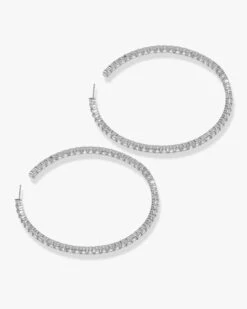 Heiress Hoops 3" - Silver|White Diamondettes 8 Heiress Hoops 3" - Silver|White Diamondettes -Melinda Maria HOOPS DIAMOND 2 SILVER V2 9c4d5e02 54c7 4aef 9675 95fc4f3bbe6b