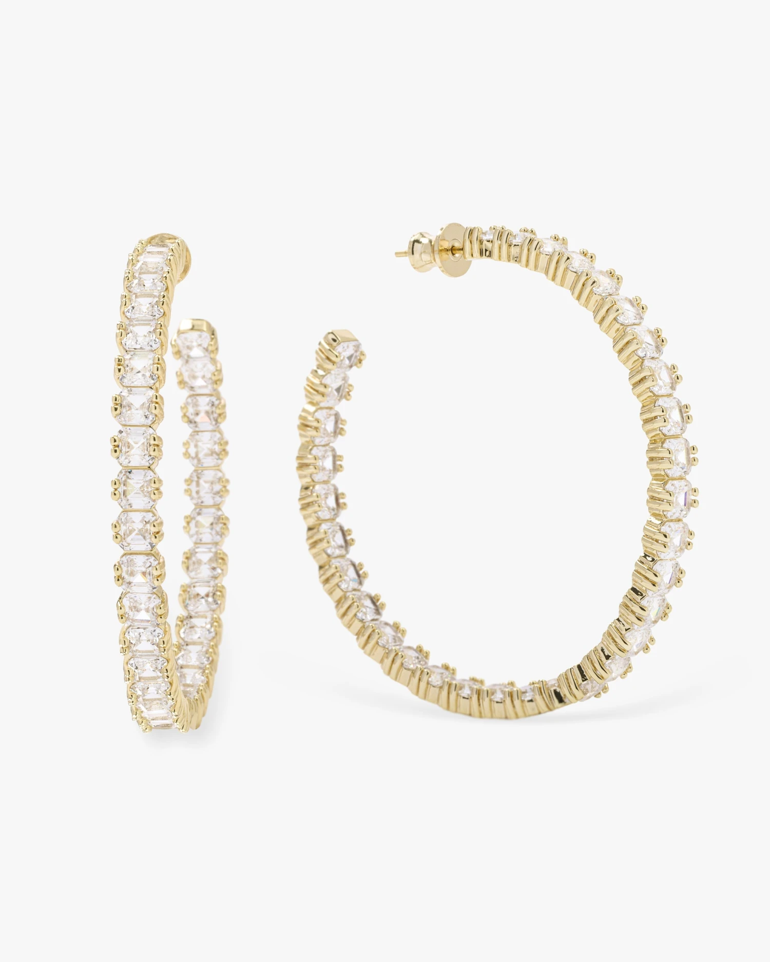 The Queen's Hoops 2" - Gold|White Diamondettes 3 The Queen's Hoops 2" - Gold|White Diamondettes