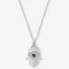 Hamsa Pendant Necklace - Silver|White Diamondettes -Melinda Maria HamsaPendantNecklace N6373 P S v1 56d58967 6049 4fde 9a1f 6d6c26bce943
