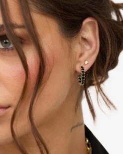 Heiress Hoops .75" - Gold|Black Diamondettes 10 Heiress Hoops .75" - Gold|Black Diamondettes -Melinda Maria HeiressHoops.75 E7089 G BLKCZ E 4