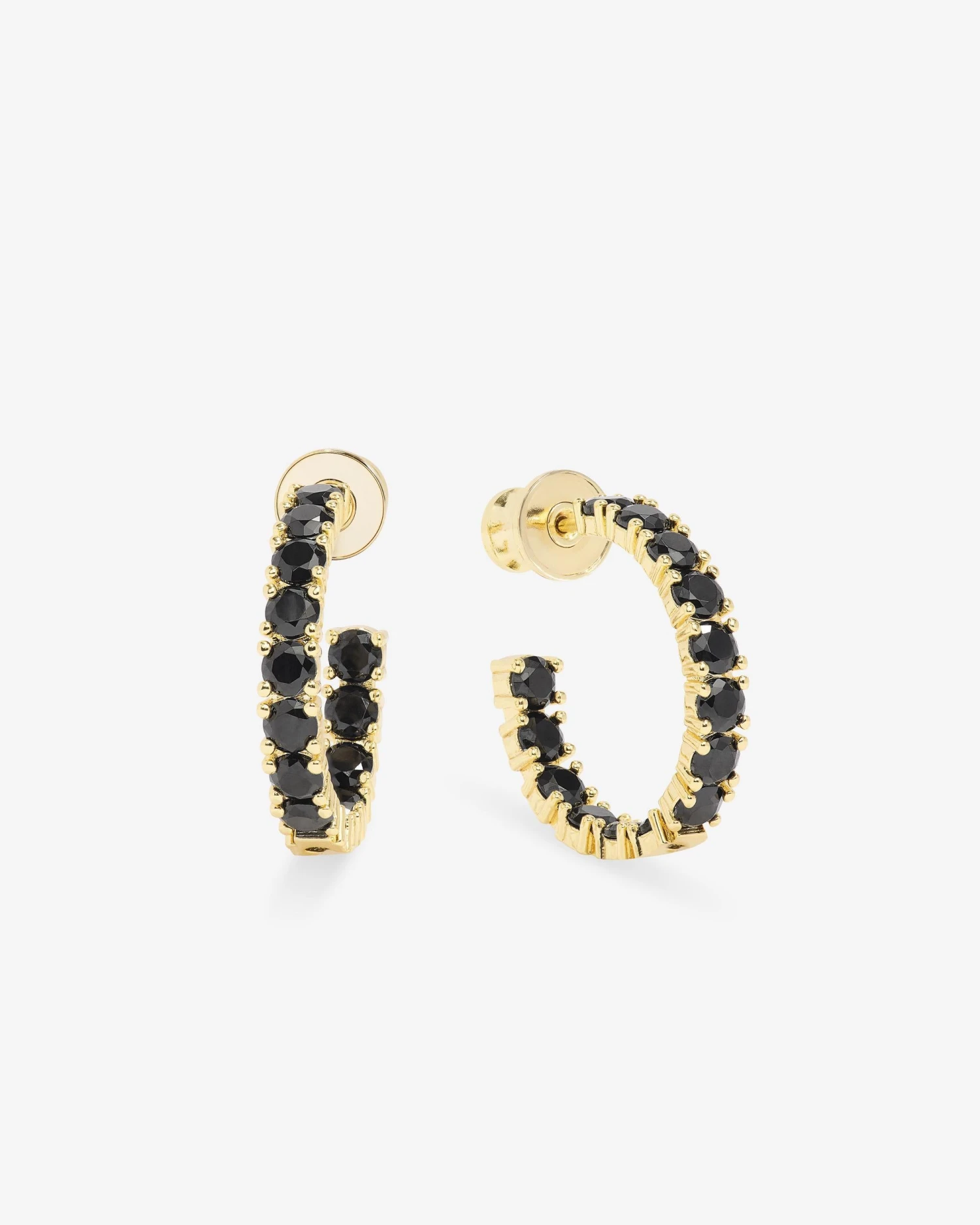 Heiress Hoops .75" - Gold|Black Diamondettes 3 Heiress Hoops .75" - Gold|Black Diamondettes