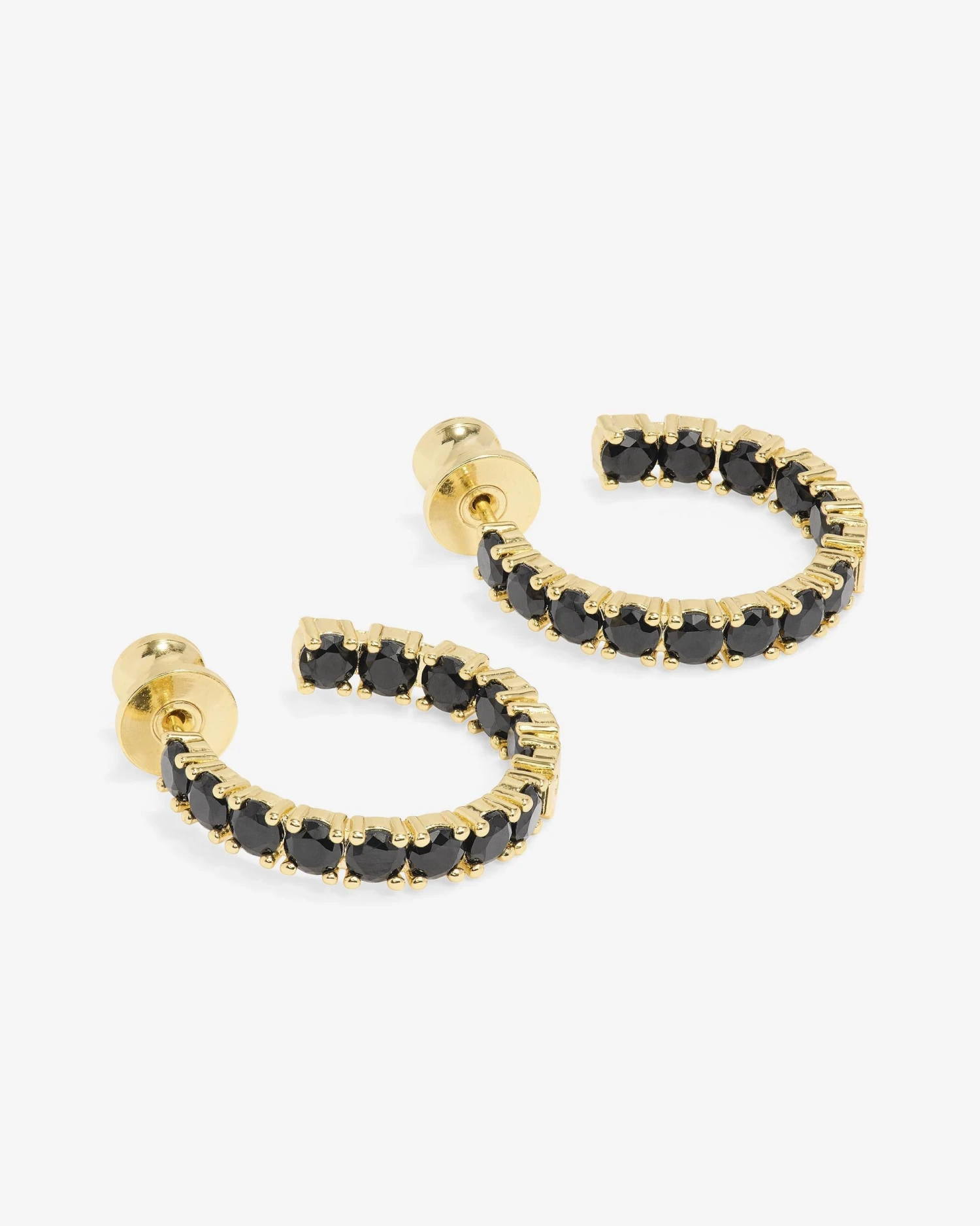 Heiress Hoops .75" - Gold|Black Diamondettes 5 Heiress Hoops .75" - Gold|Black Diamondettes - Image 3