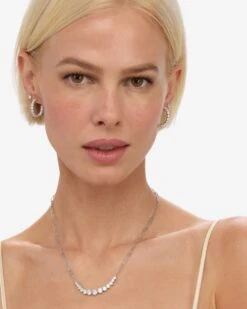 Heiress Hoops .75" - Silver|White Diamondettes -Melinda Maria HeiressHoops.75 E7089 S WT E V2