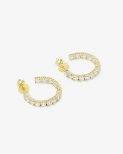 Heiress Hoops .75" - Gold|White Diamondettes -Melinda Maria HeiressOmbreHoops.75 E7089 WHT P G V2 90520811 61fb 4dad 929e 06a66ae6b7b1