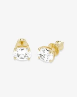 Hello Gorgeous 8mm Studs - Gold|White Diamondettes -Melinda Maria HelloGorgeous6mmStuds E7105 G WT P V2