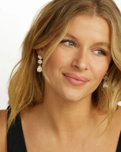 Hello Gorgeous Drop Earrings - Gold|White Diamondettes -Melinda Maria HelloGorgeousDropEarrings GWT E 12 06 2023 0186 R1 CR1 40800392 b145 4588 9164 c37b22649e81