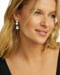 Hello Gorgeous Drop Earrings - Silver|White Diamondettes -Melinda Maria HelloGorgeousDropEarrings SWT 12 06 2023 0216 R1 CR1 bd8dda15 83d0 4acb 887b 1b27598cf9b7