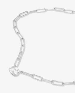 Hello Gorgeous Samantha Chain Necklace - Silver|White Diamondettes -Melinda Maria HelloGorgeousSamanthaChainNecklace N6393 S WTCZ P V2
