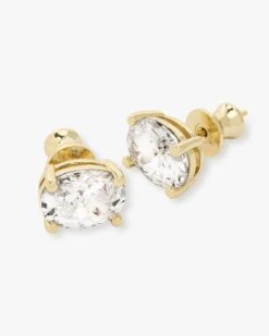 Hello Gorgeous 10mm Studs - Gold|White Diamondettes -Melinda Maria HelloGorgeousStudEar GWT P 12 06 2023 2075 v1 OPT