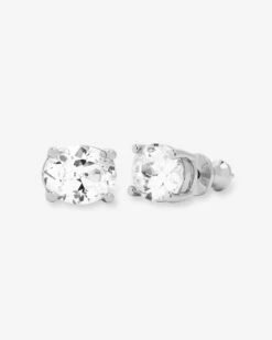 Hello Gorgeous 10mm Studs - Silver|White Diamondettes