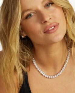 Hello Gorgeous Tennis Necklace - Silver|White Diamondettes -Melinda Maria HelloGorgeousTennisNeck SWT E 12 06 2023 0331 R1 CR1 be96b286 19b1 4fab a343 c1d732484658