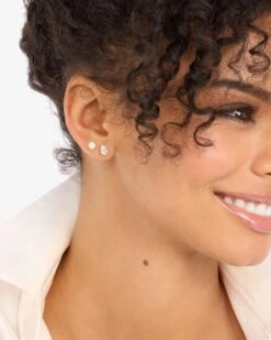 Isla 6mm Studs - Gold|White Diamondettes -Melinda Maria Isla6mmStuds E7138 G WTCZ E V2