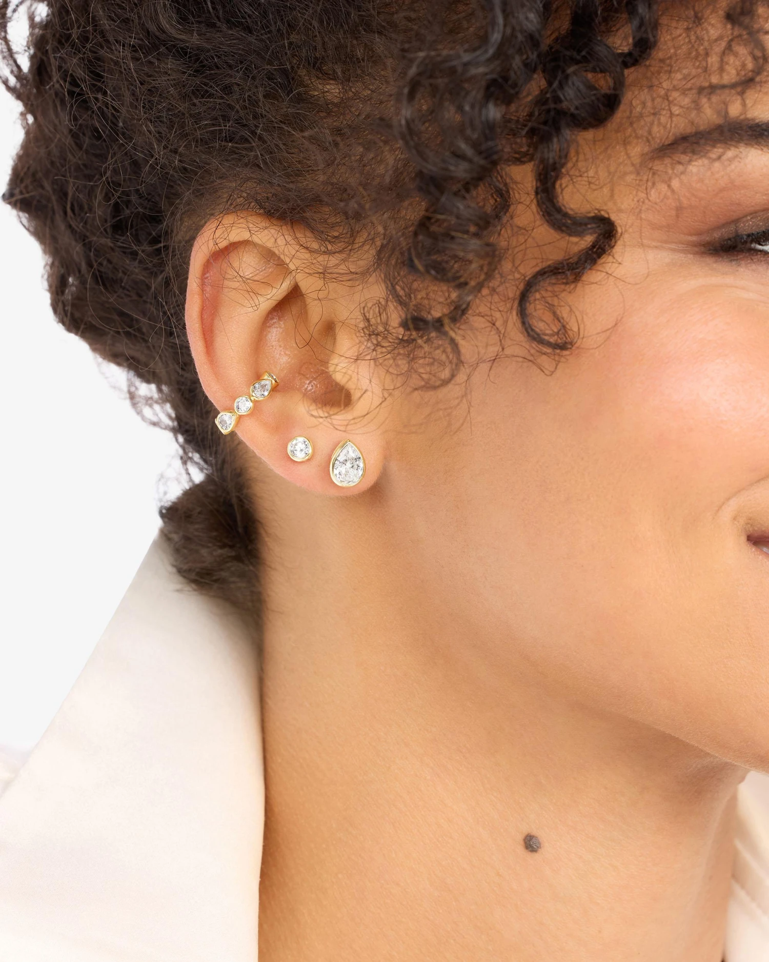 Isla Ear Cuff - Gold|White Diamondettes 4 Isla Ear Cuff - Gold|White Diamondettes - Image 2