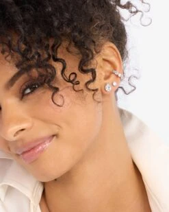 Isla Ear Cuff - Silver|White Diamondettes 10 Isla Ear Cuff - Silver|White Diamondettes -Melinda Maria IslaEarCuff E7132 S WTCZ E V2