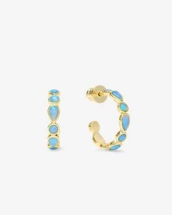 Isla Hoops .75" - Gold|Blue Opal