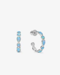 Isla Hoops .75" - Silver|Blue Opal