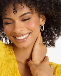 Isla Hoops 1" - Gold|Blue Opal -Melinda Maria IslaHoops1 E7135 G BOPCZ E V2