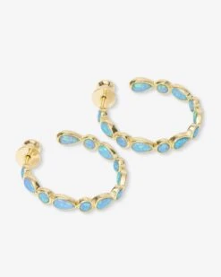 Isla Hoops 1" - Gold|Blue Opal -Melinda Maria IslaHoops1 E7135 G BOPCZ P V2
