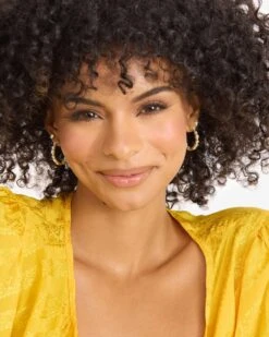 Isla Hoops 1" - Gold|White Diamondettes -Melinda Maria IslaHoops1 E7135 G WTCZ E V2