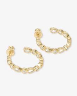 Isla Hoops 1" - Gold|White Diamondettes -Melinda Maria IslaHoops1 E7135 G WTCZ P V2