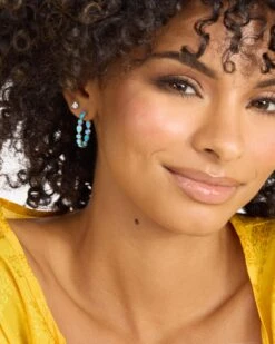 Isla Hoops 1" - Silver|Blue Opal -Melinda Maria IslaHoops1 E7135 S BOPCZ E V2