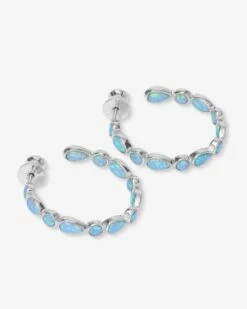 Isla Hoops 1" - Silver|Blue Opal -Melinda Maria IslaHoops1 E7135 S BOPCZ P V2